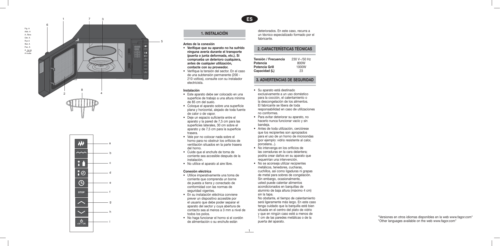 Fagor MO-23DG User Manual | Page 2 / 71