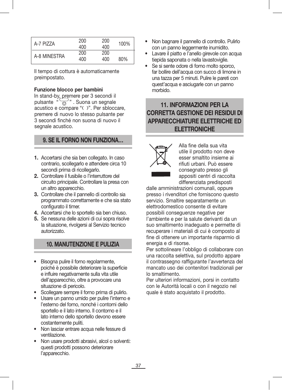 Se il forno non funziona, Manutenzione e pulizia | Fagor MO-25DGM User Manual | Page 38 / 90