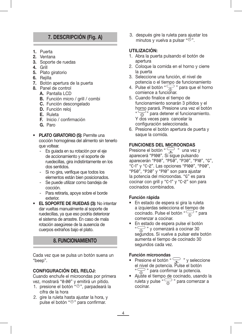 Descripción (fig. a) 8. funcionamiento | Fagor MO-25DGM User Manual | Page 5 / 90