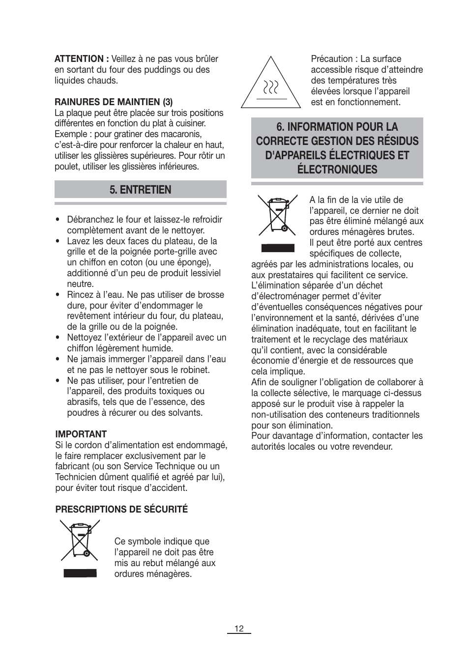 Entretien | Fagor MH-16 User Manual | Page 13 / 37