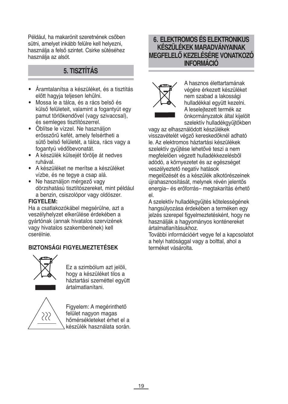 Tisztítás | Fagor MH-16 User Manual | Page 20 / 37