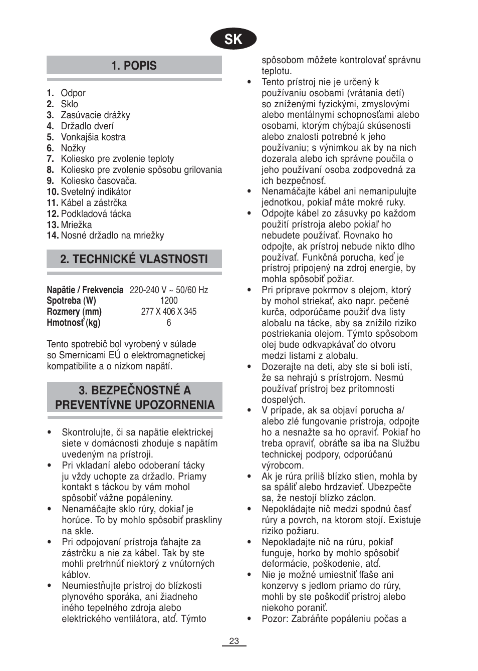 Popis | Fagor MH-16 User Manual | Page 24 / 37