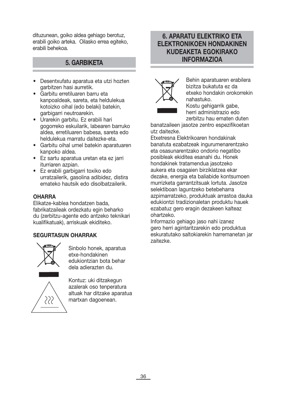 Garbiketa | Fagor MH-16 User Manual | Page 37 / 37