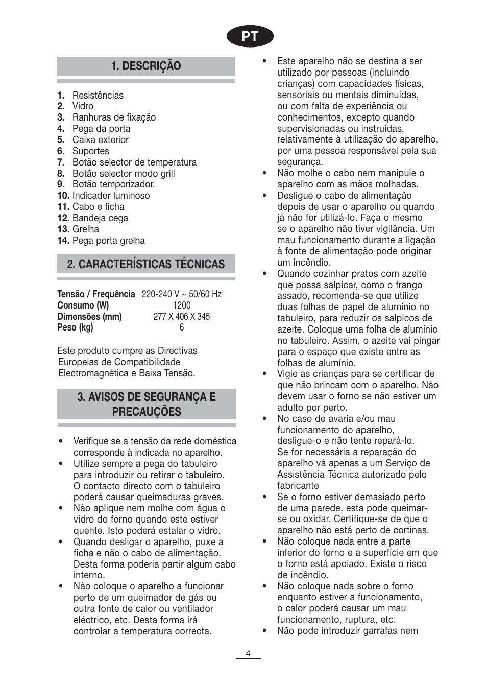 Descrição | Fagor MH-16 User Manual | Page 5 / 37