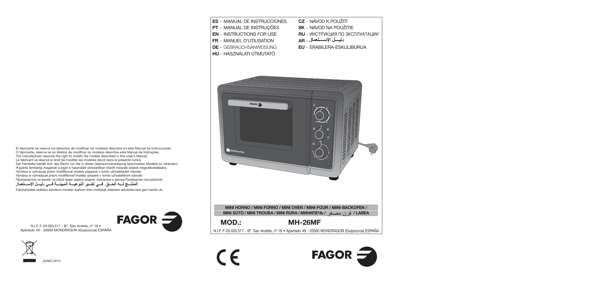 Fagor MH-26MF User Manual | 37 pages