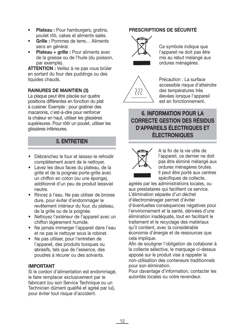 Entretien | Fagor MH-26MF User Manual | Page 13 / 37
