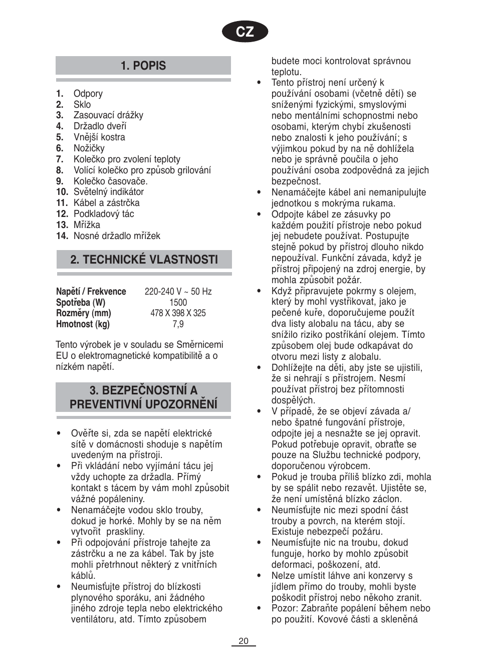 Popis | Fagor MH-26MF User Manual | Page 21 / 37