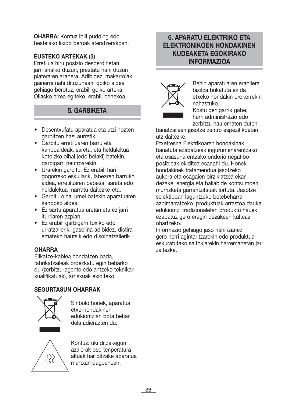 Garbiketa | Fagor MH-26MF User Manual | Page 37 / 37