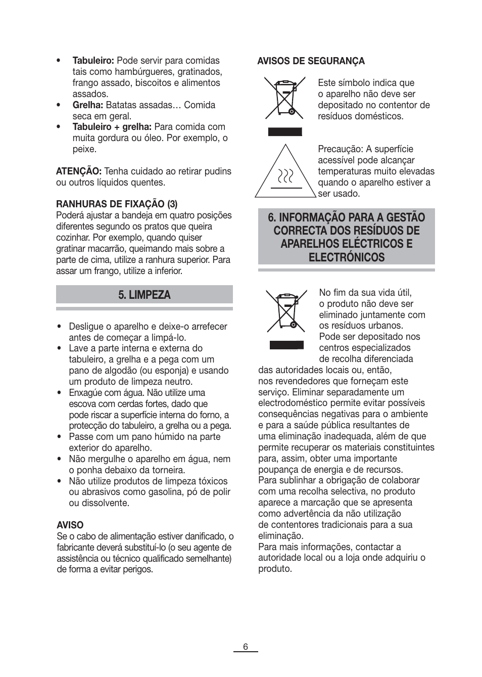 Limpeza | Fagor MH-26MF User Manual | Page 7 / 37