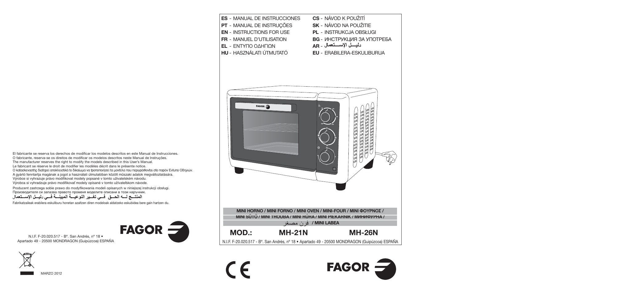 Fagor MH-21N User Manual | 41 pages