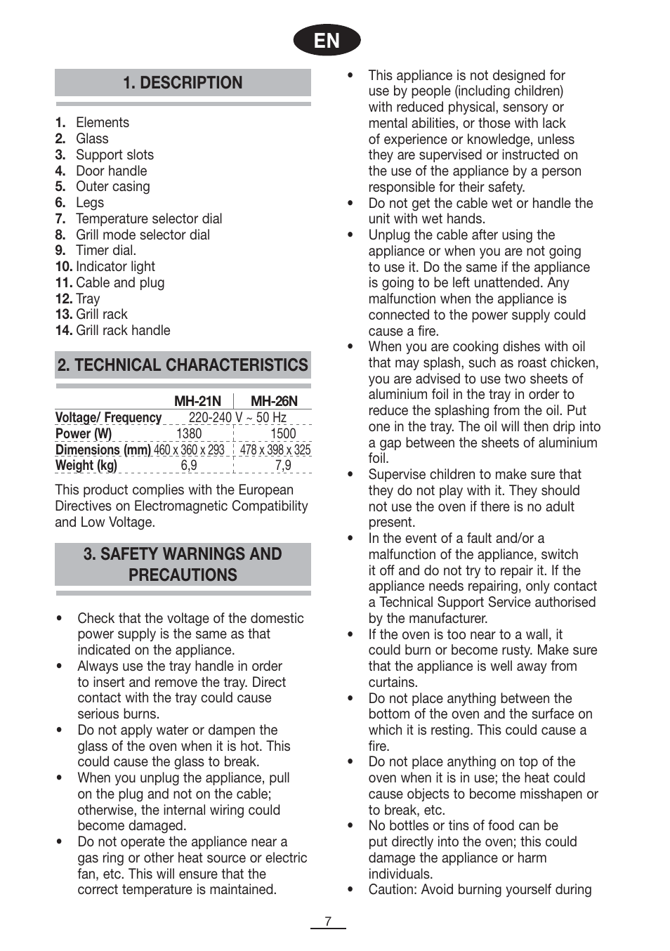 Description | Fagor MH-21N User Manual | Page 8 / 41