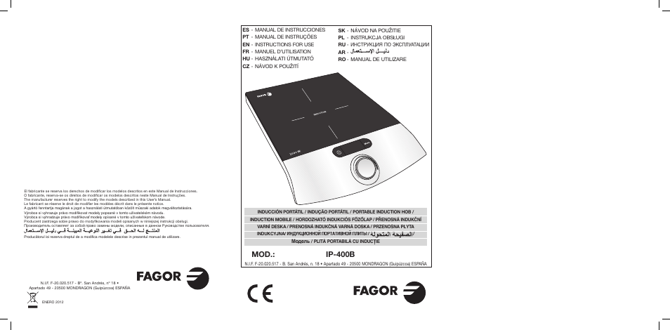 Fagor IP-400B User Manual | 50 pages