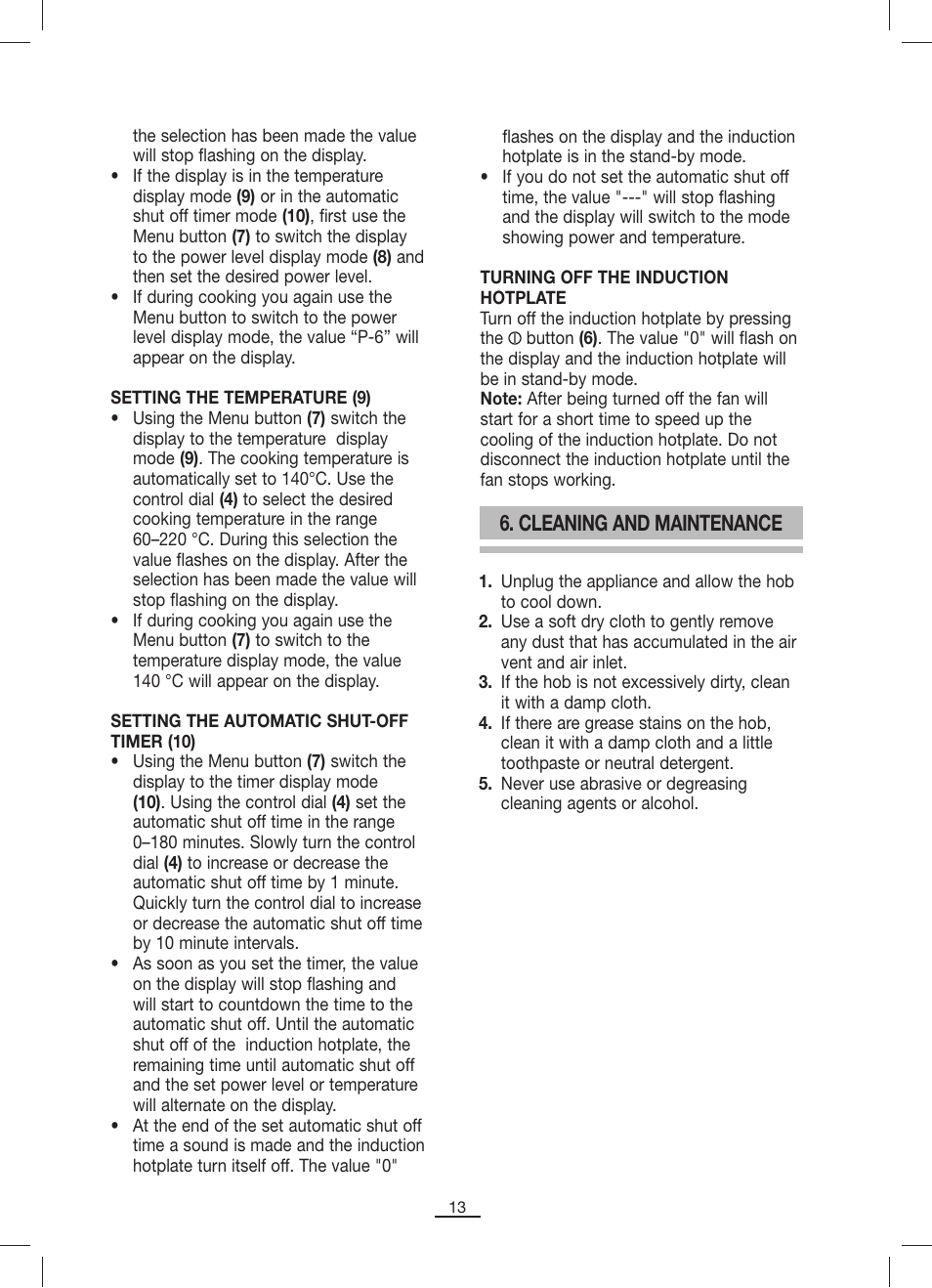 Cleaning and maintenance | Fagor IP-400B User Manual | Page 14 / 50