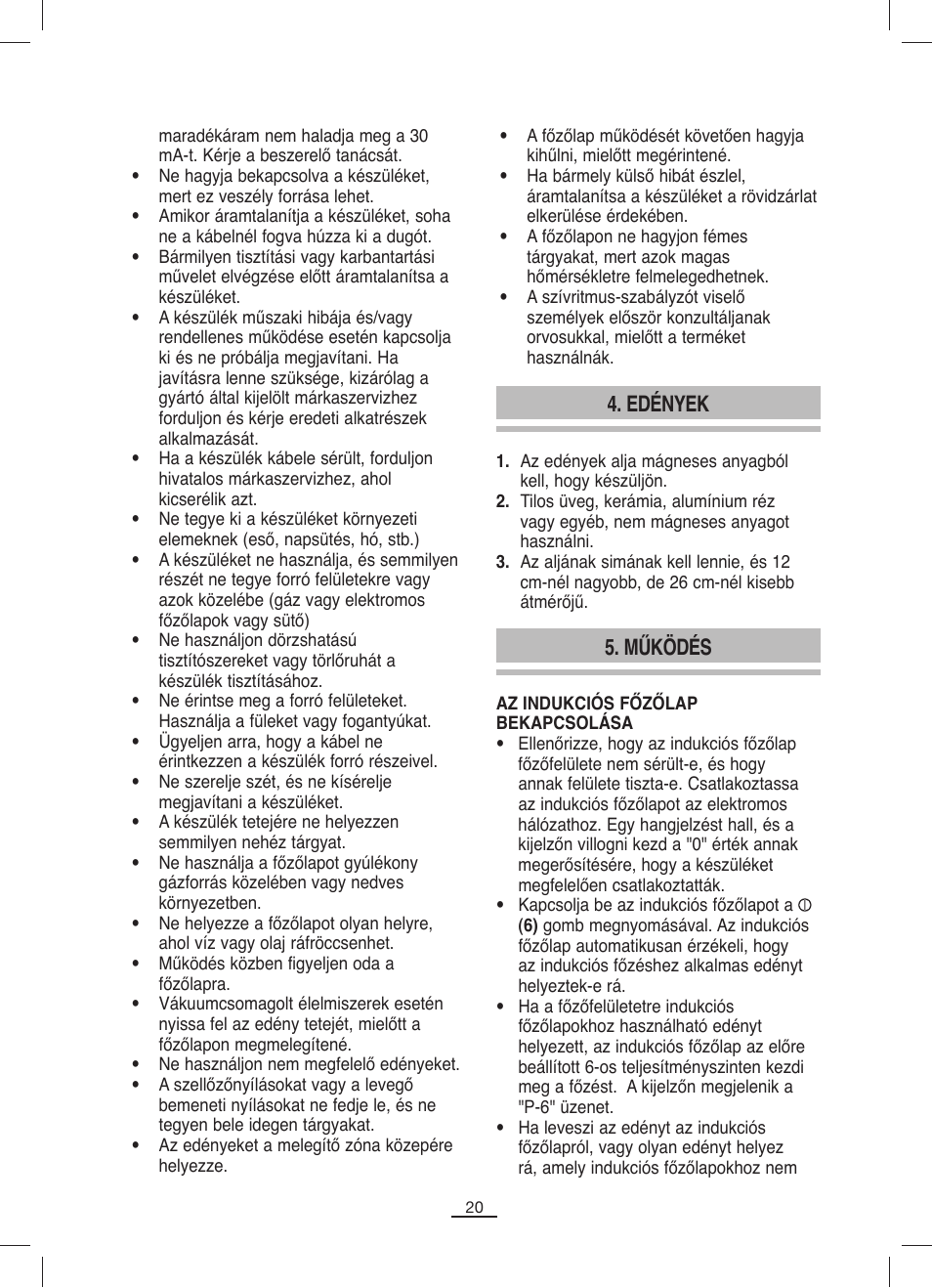 Edények, Működés | Fagor IP-400B User Manual | Page 21 / 50