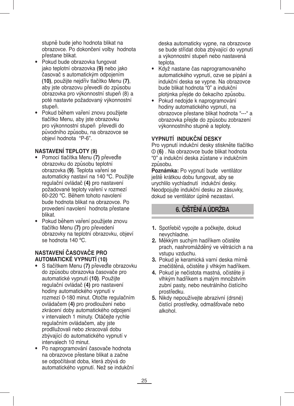 Čištění a údržba | Fagor IP-400B User Manual | Page 26 / 50