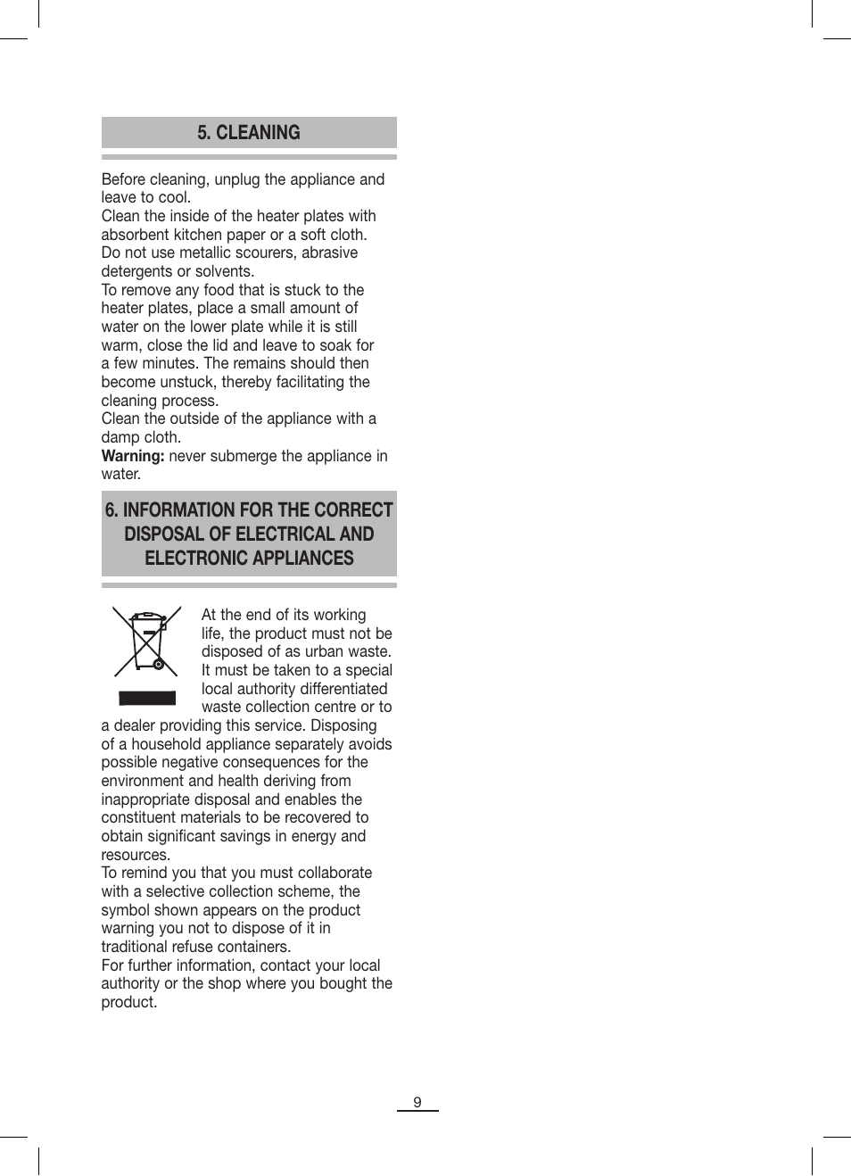 Cleaning | Fagor MG-300 User Manual | Page 10 / 50