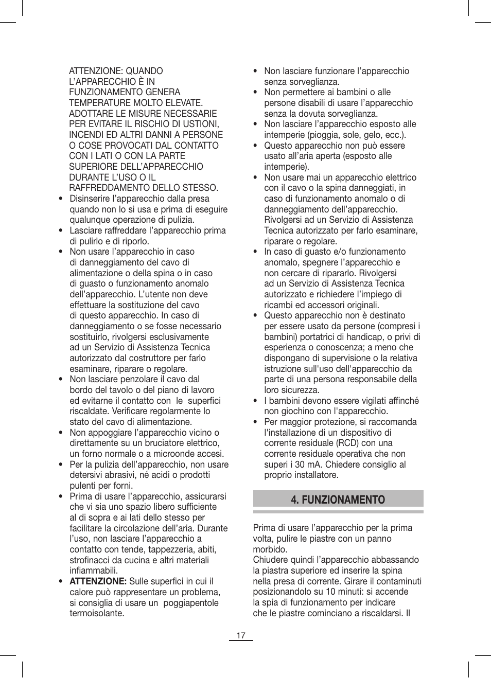 Funzionamento | Fagor MG-300 User Manual | Page 18 / 50