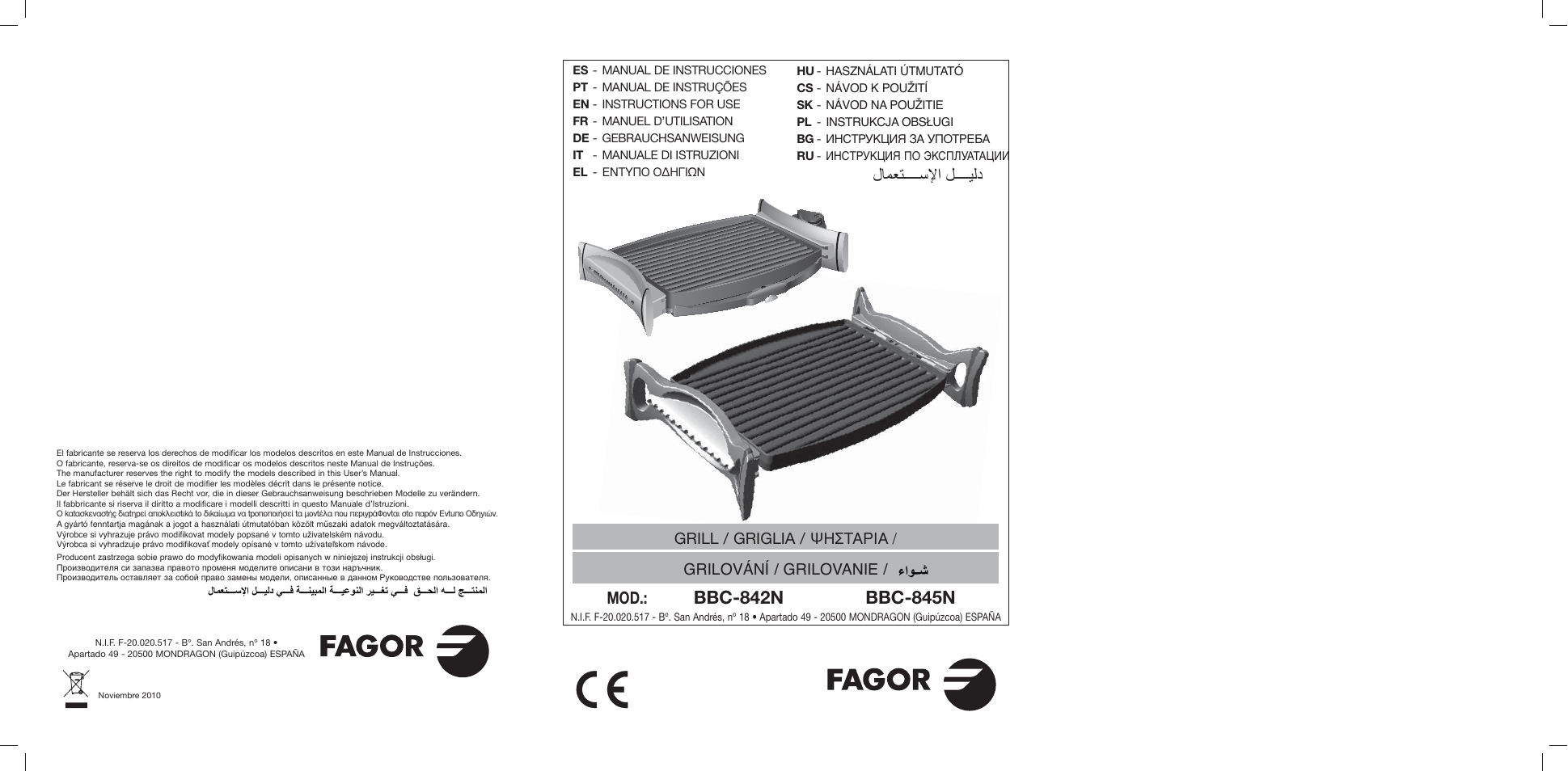 Fagor BBC-842N User Manual | 70 pages