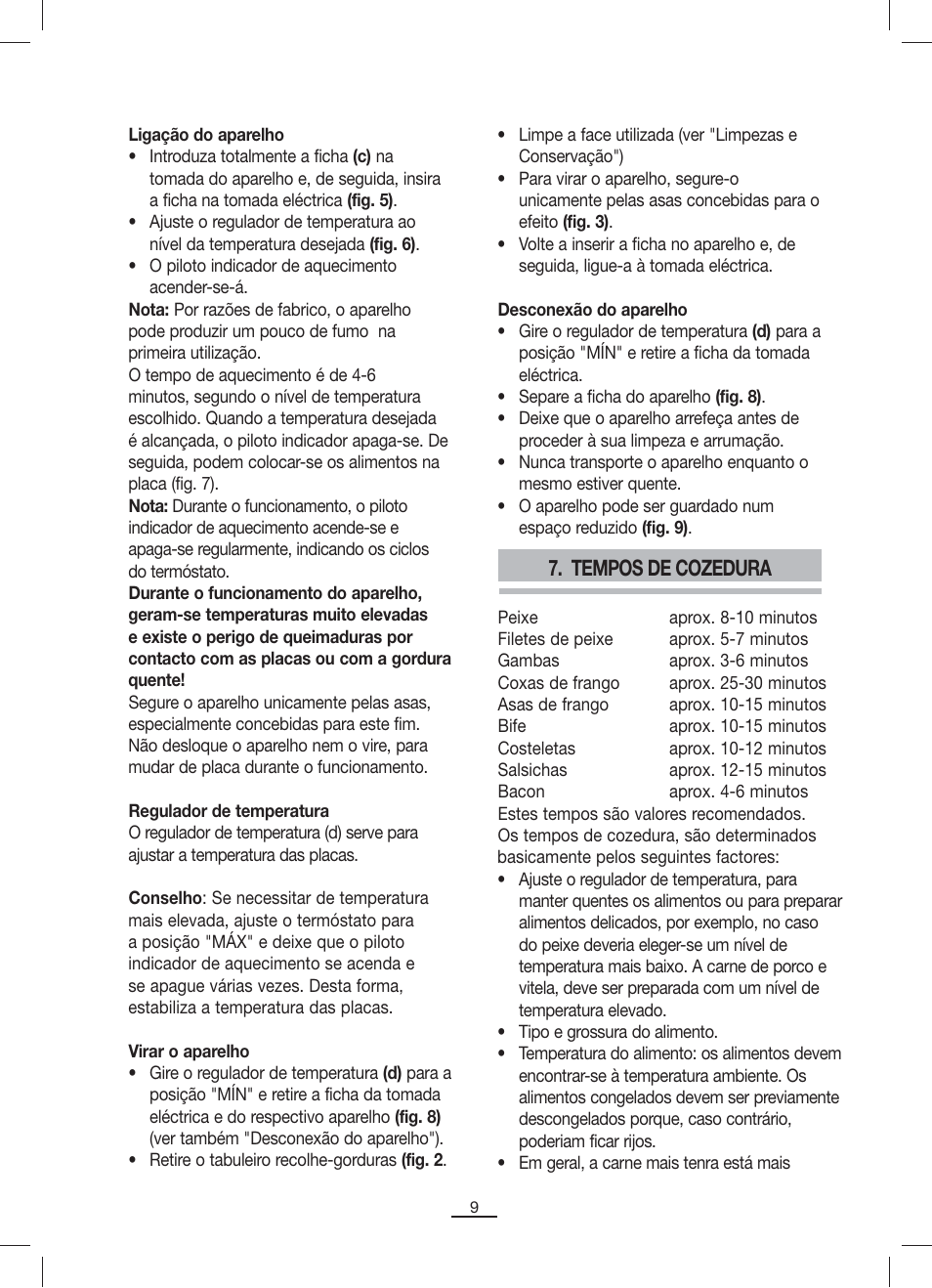 Tempos de cozedura | Fagor BBC-842N User Manual | Page 11 / 70