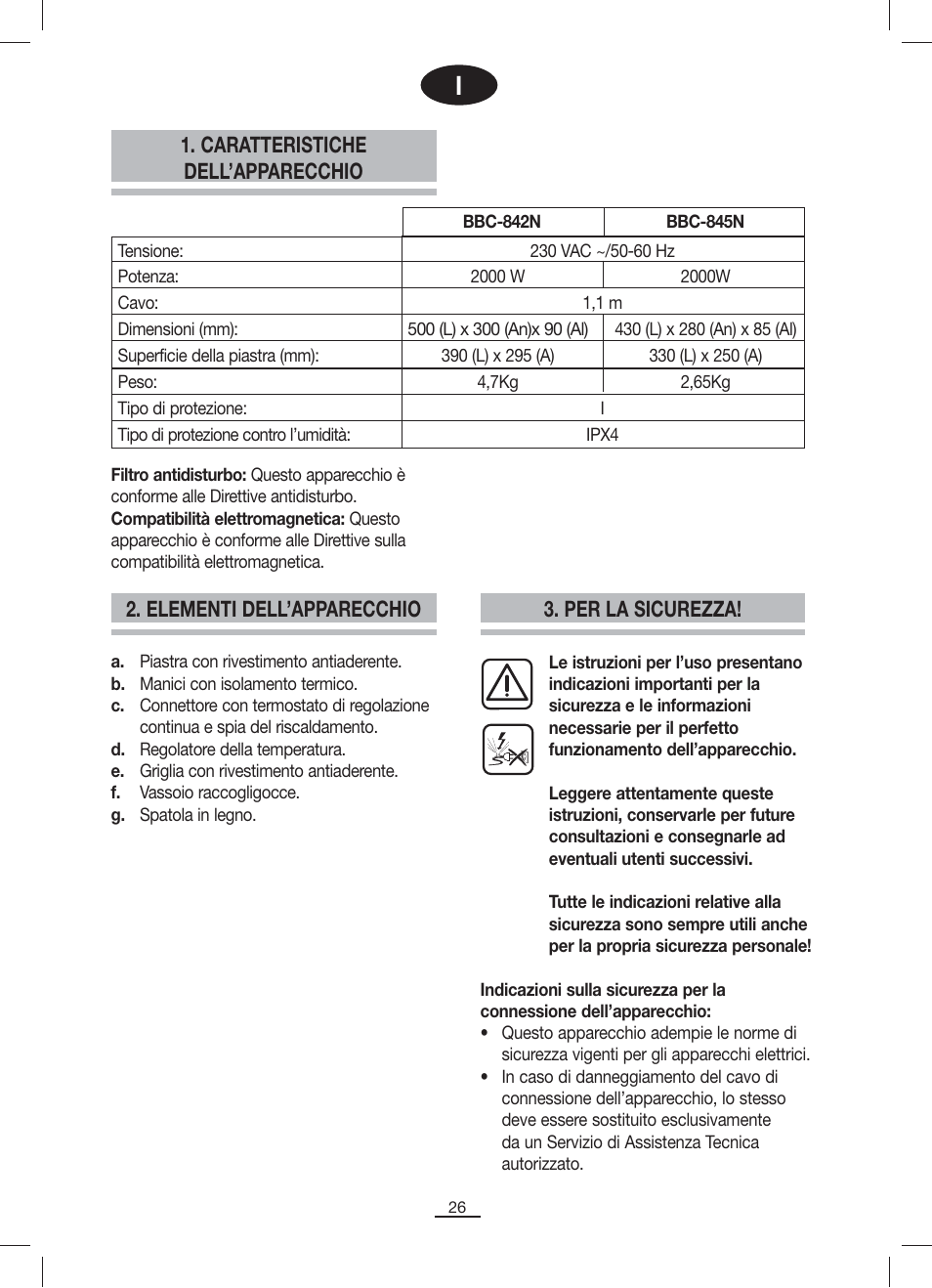 Per la sicurezza | Fagor BBC-842N User Manual | Page 28 / 70