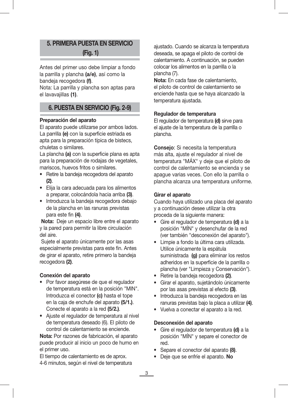 Primera puesta en servicio (fig. 1), Puesta en servicio (fig. 2-9) | Fagor BBC-842N User Manual | Page 5 / 70