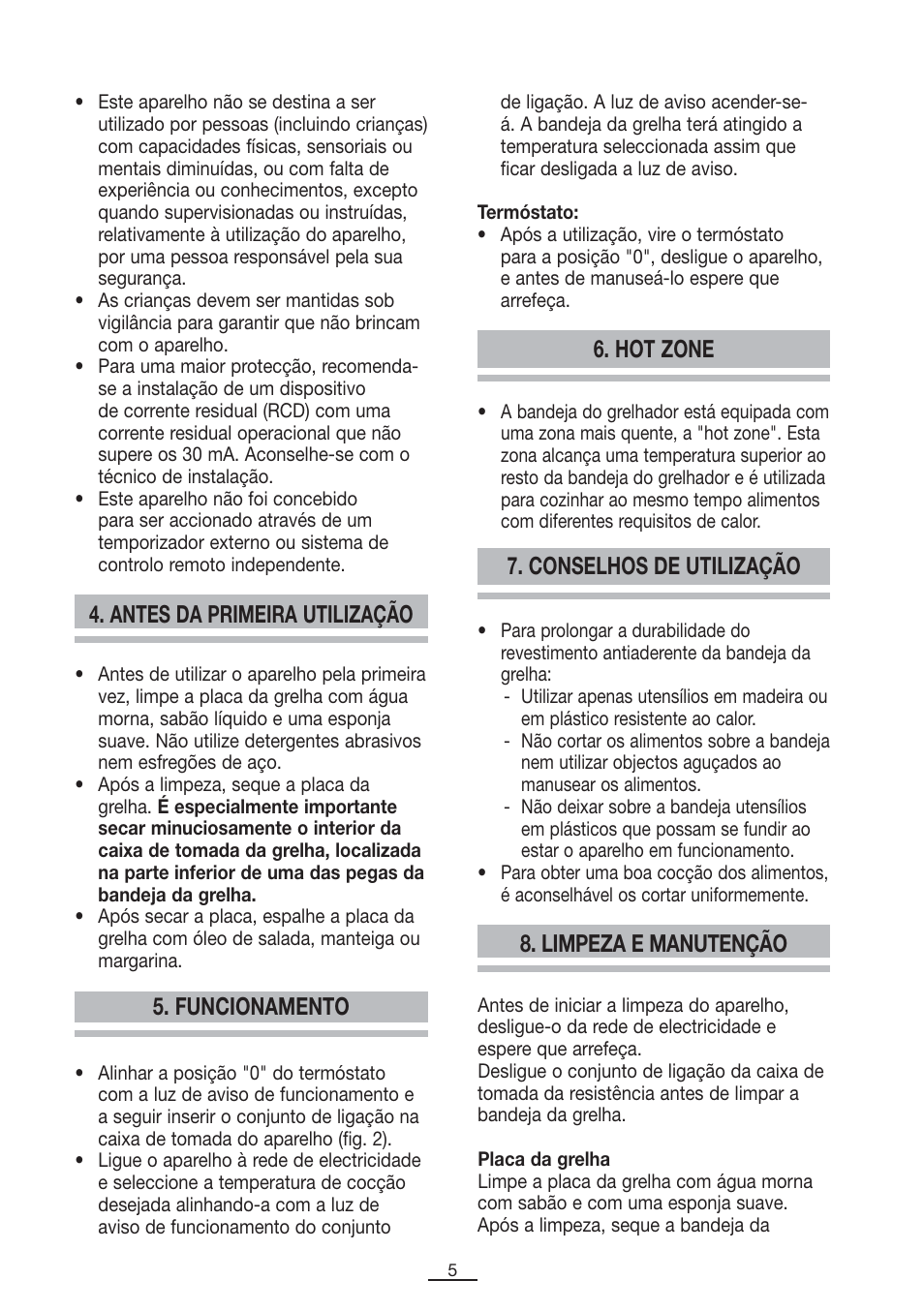 Antes da primeira utilização, Limpeza e manutenção | Fagor BBC-2200 User Manual | Page 6 / 40