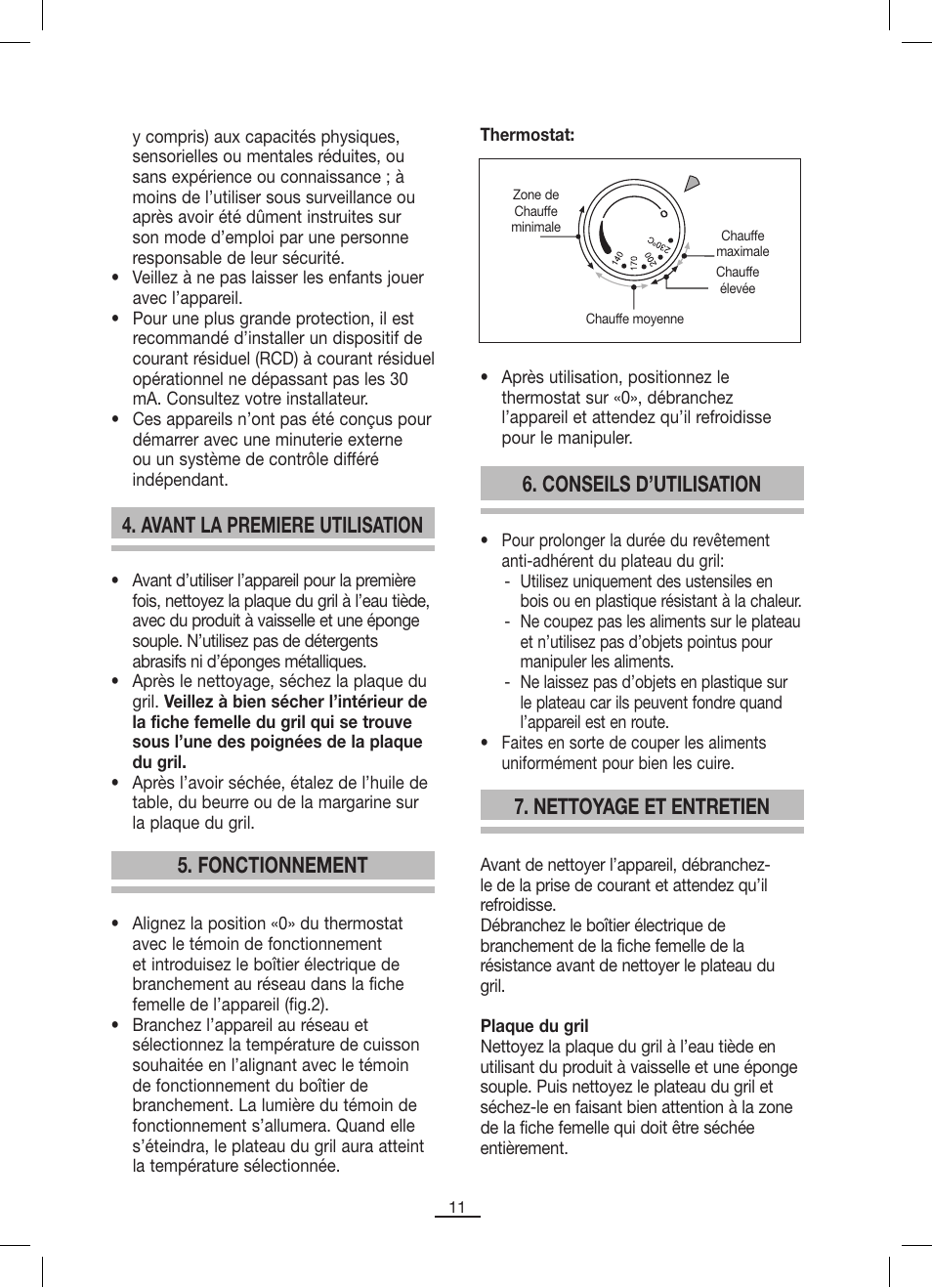 Avant la premiere utilisation, Fonctionnement, Conseils d’utilisation | Nettoyage et entretien | Fagor BBC-846 User Manual | Page 12 / 46