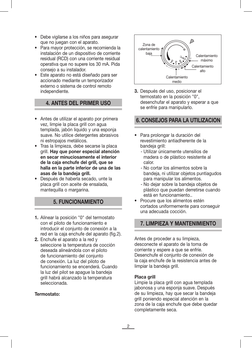 Antes del primer uso, Funcionamiento, Consejos para la utilizacion | Limpieza y mantenimiento | Fagor BBC-846 User Manual | Page 3 / 46