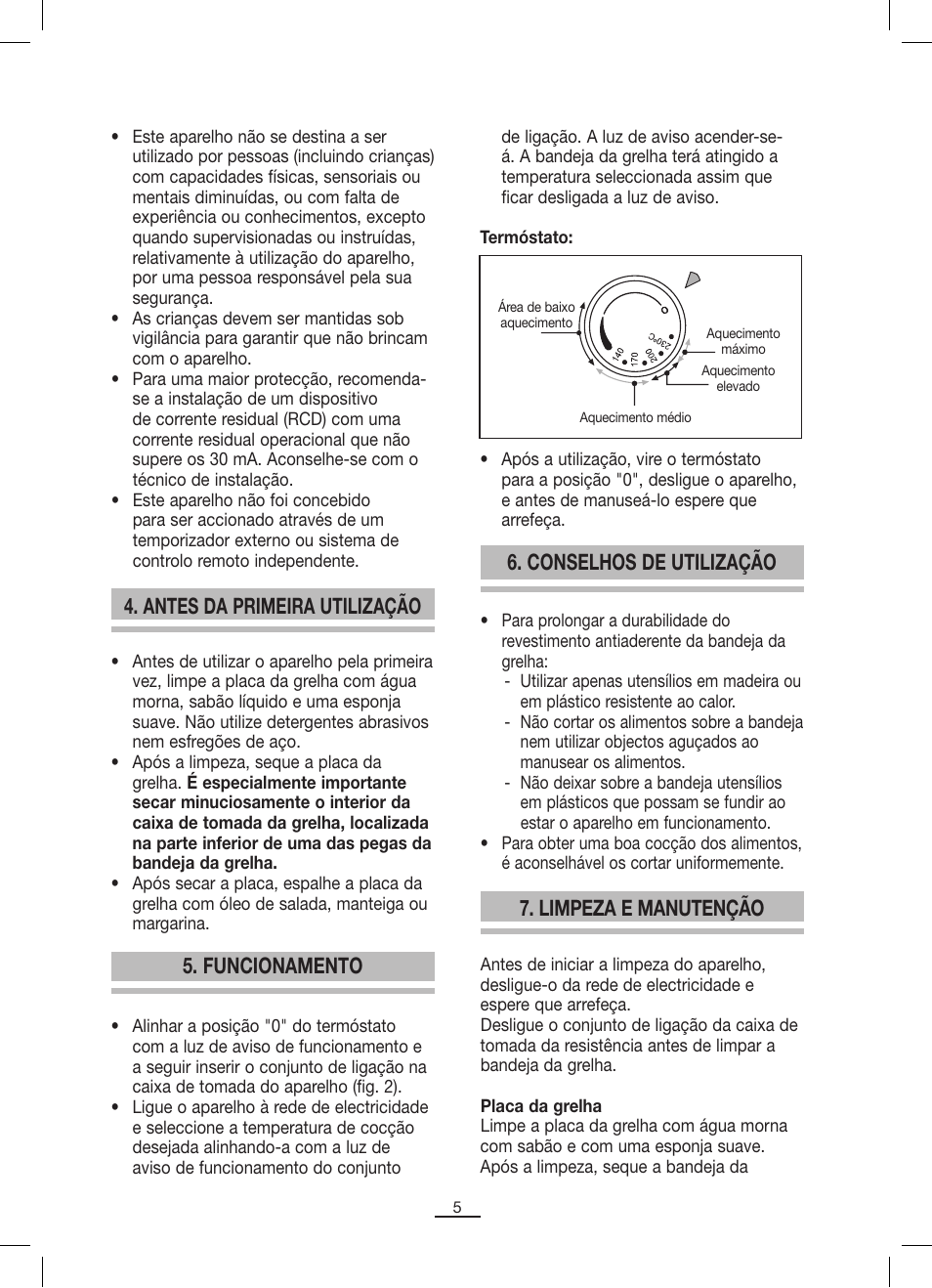 Antes da primeira utilização, Funcionamento, Conselhos de utilização | Limpeza e manutenção | Fagor BBC-846 User Manual | Page 6 / 46