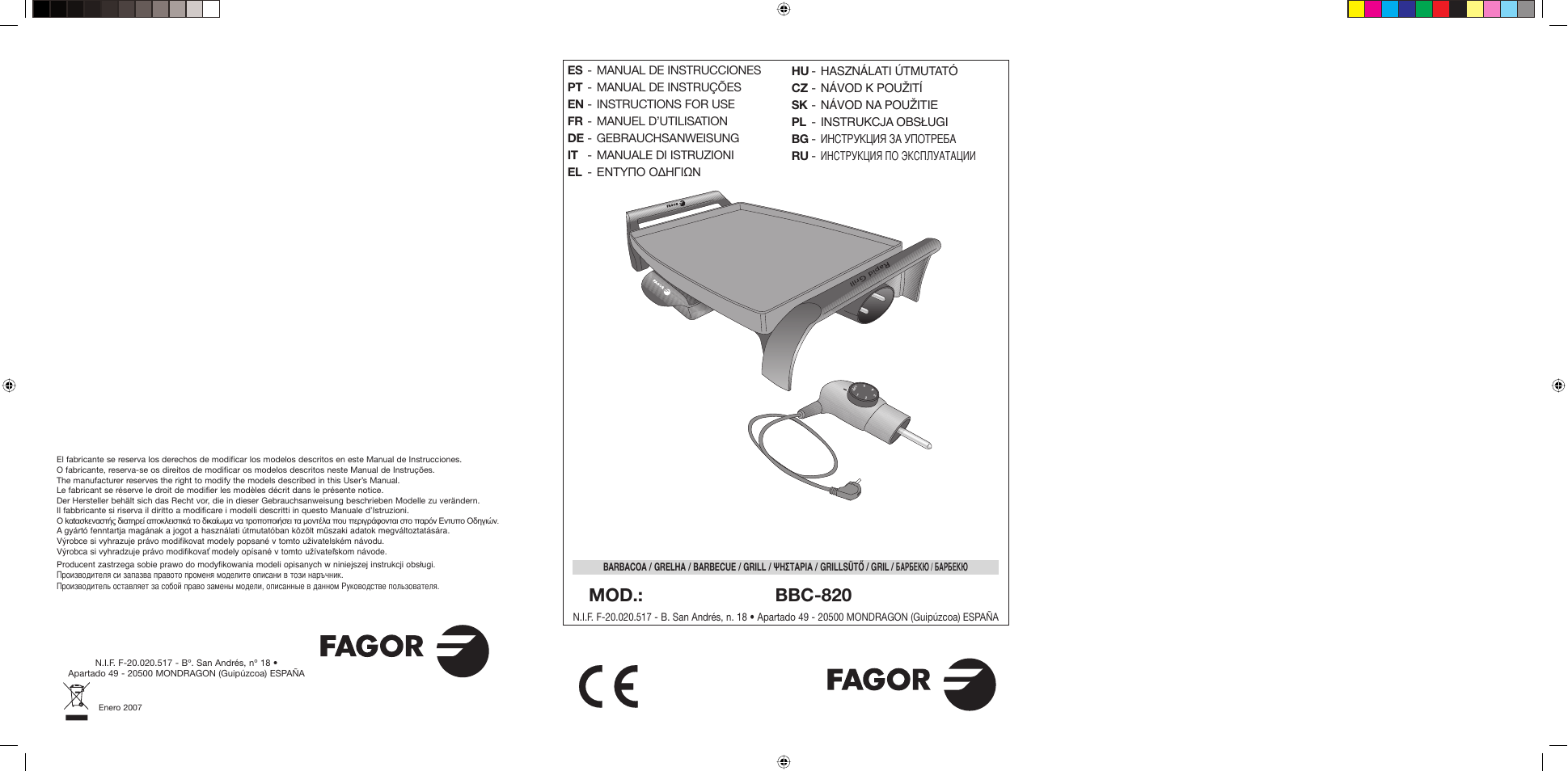 Fagor BBC-820 User Manual | 42 pages