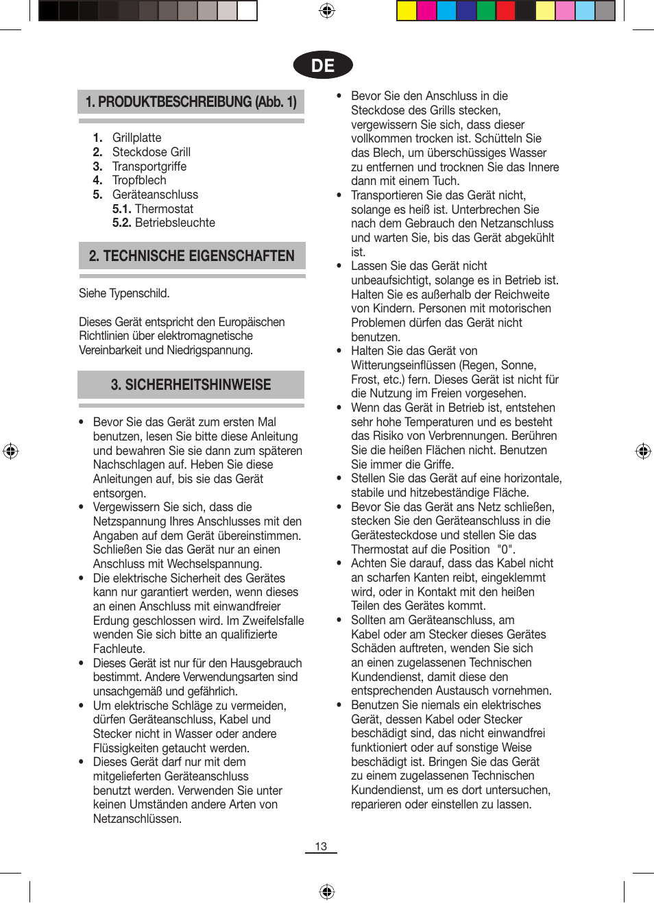 Sicherheitshinweise, Technische eigenschaften, Produktbeschreibung (abb. 1) | Fagor BBC-820 User Manual | Page 14 / 42