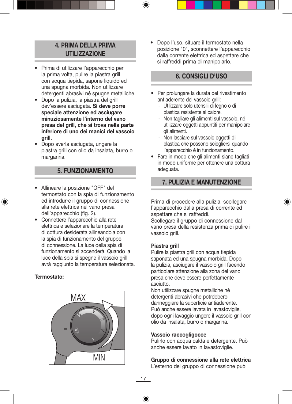 Prima della prima utilizzazione, Funzionamento 6. consigli d’uso, Pulizia e manutenzione | Fagor BBC-820 User Manual | Page 18 / 42