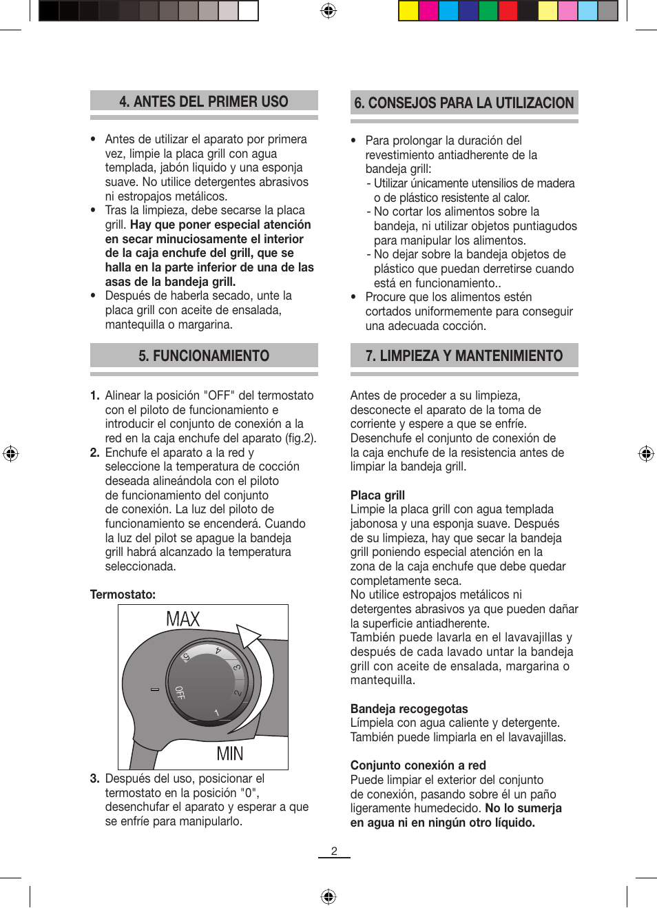 Antes del primer uso, Funcionamiento, Consejos para la utilizacion | Limpieza y mantenimiento | Fagor BBC-820 User Manual | Page 3 / 42