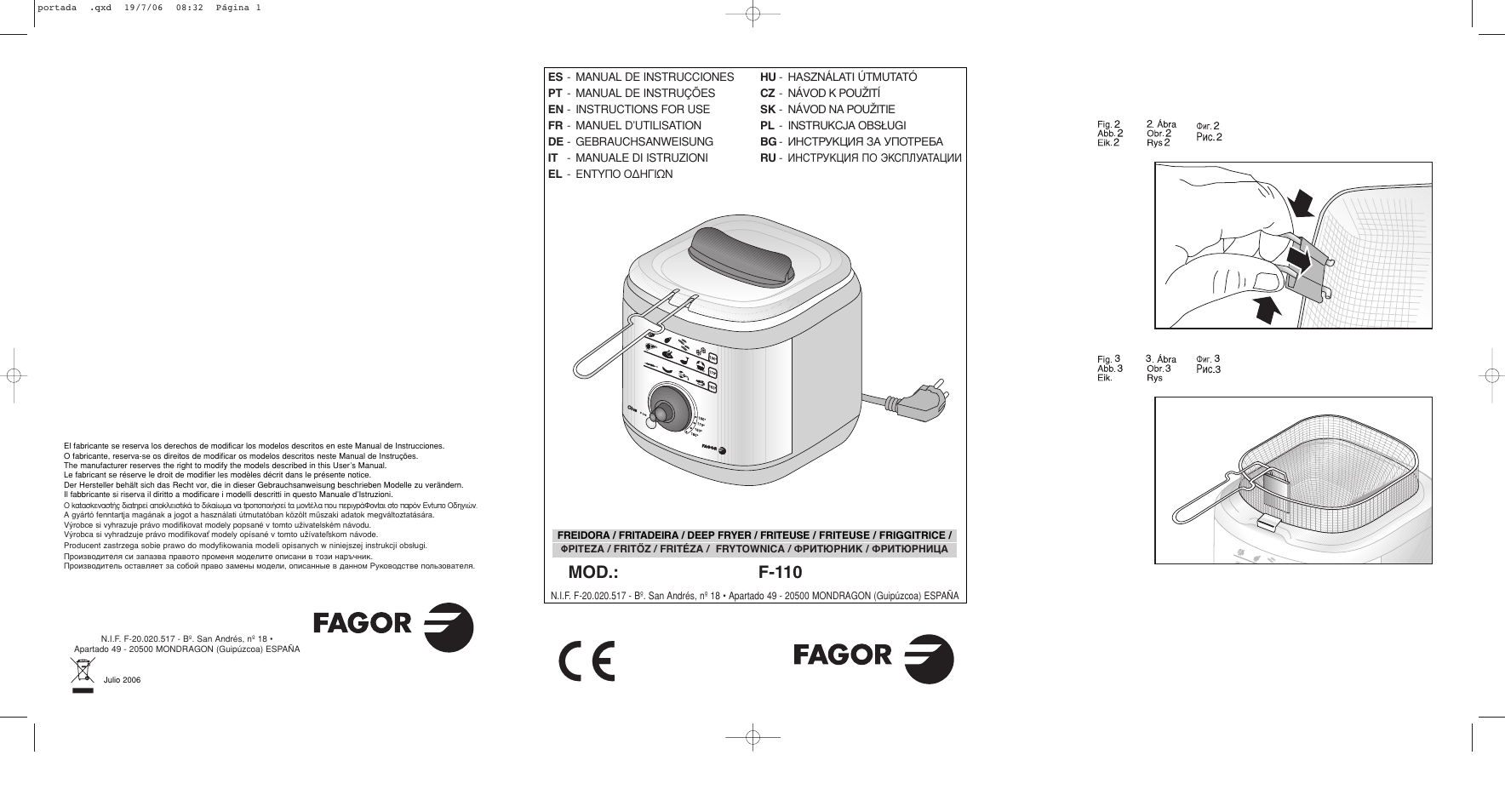 Fagor F-110 User Manual | 66 pages