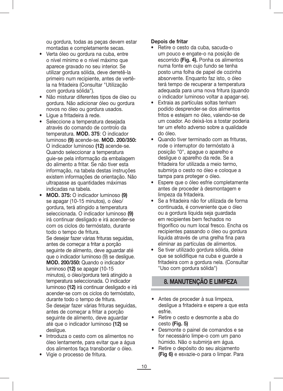 Manutenção e limpeza | Fagor F-200 User Manual | Page 11 / 84