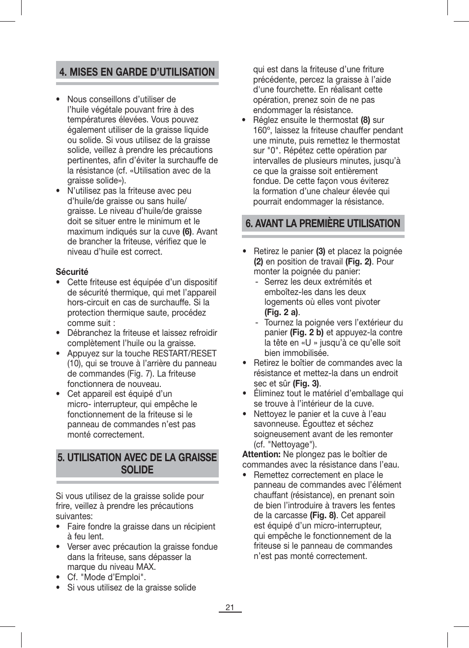 Mises en garde d’utilisation | Fagor F-200 User Manual | Page 22 / 84