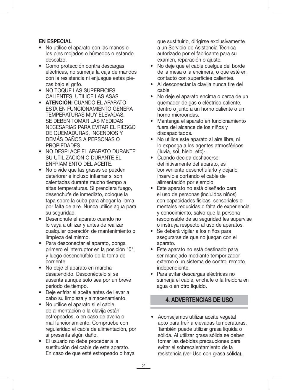 Advertencias de uso | Fagor F-200 User Manual | Page 3 / 84