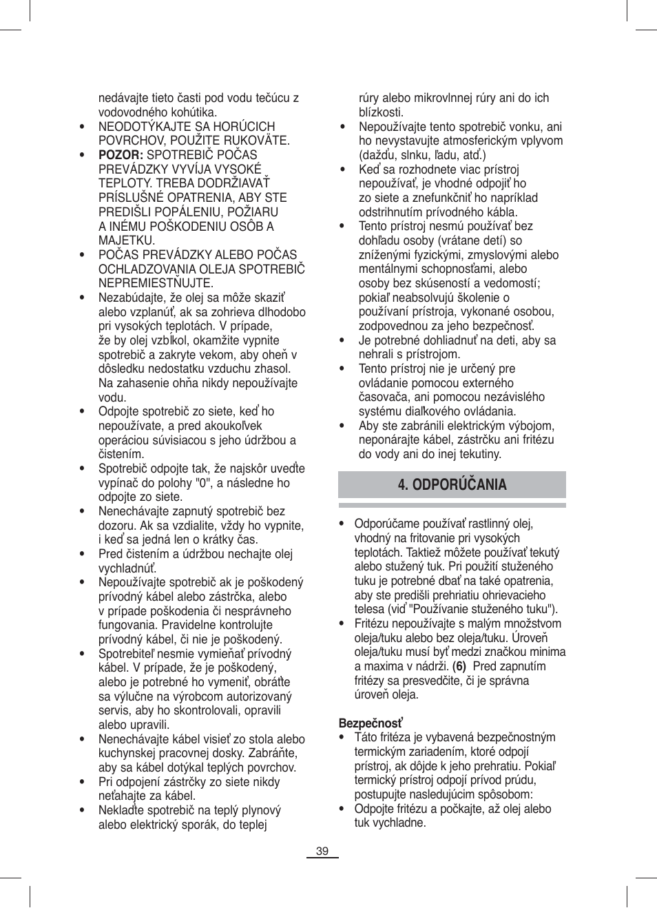 Odporúčania | Fagor F-200 User Manual | Page 40 / 84