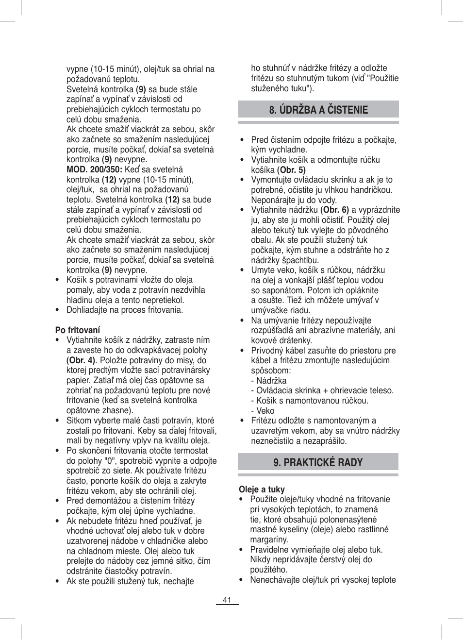 Údržba a čistenie 9. praktické rady | Fagor F-200 User Manual | Page 42 / 84