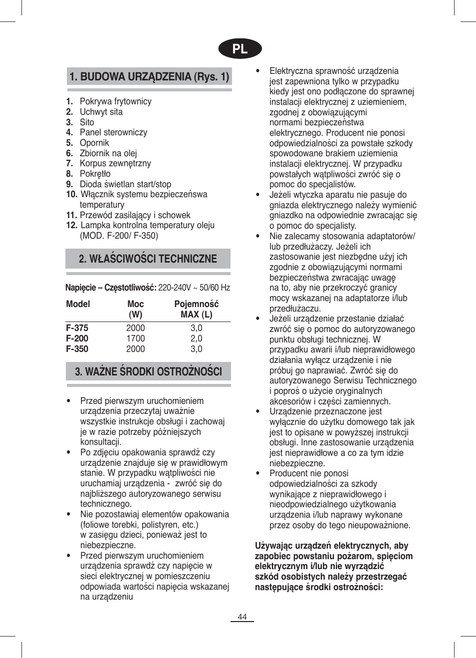 Fagor F-200 User Manual | Page 45 / 84