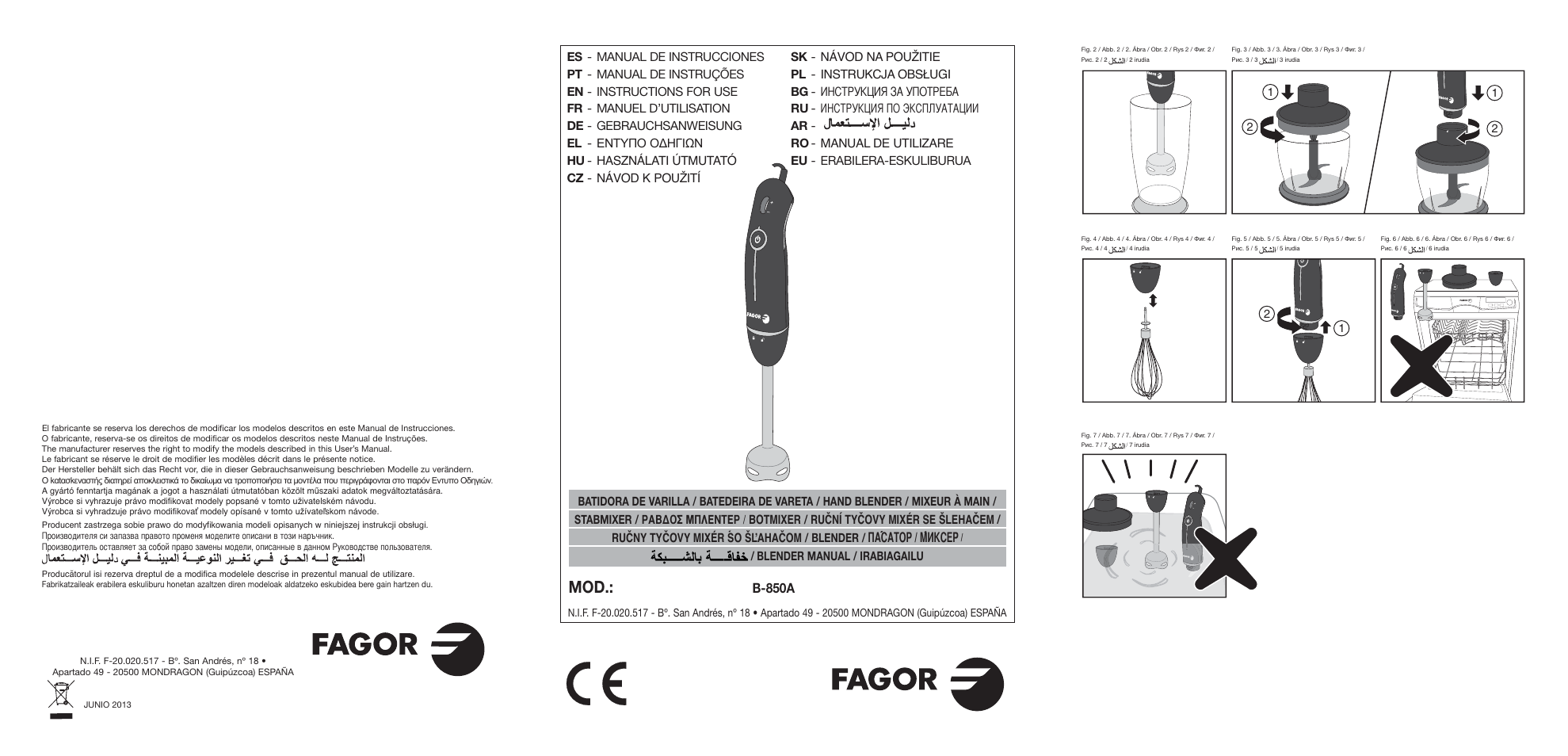 Fagor B-850A User Manual | 49 pages