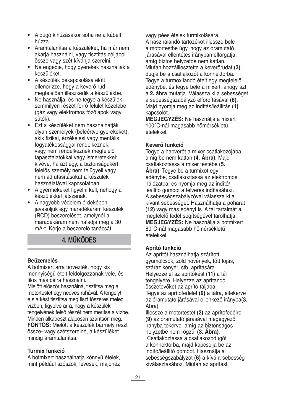 Működés | Fagor B-850A User Manual | Page 22 / 49