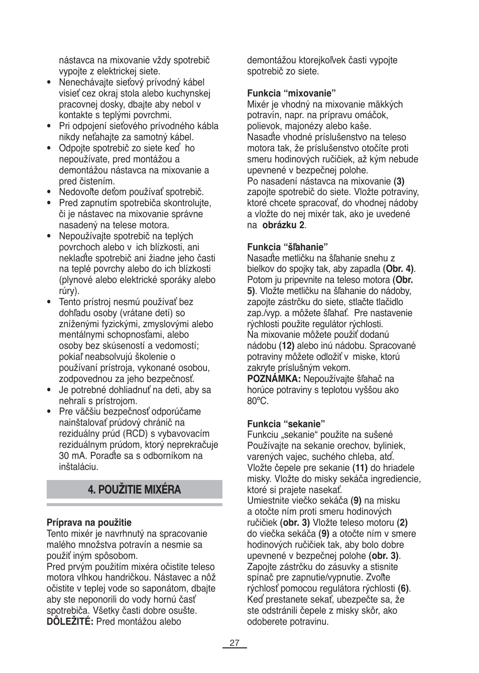 Použitie mixéra | Fagor B-850A User Manual | Page 28 / 49
