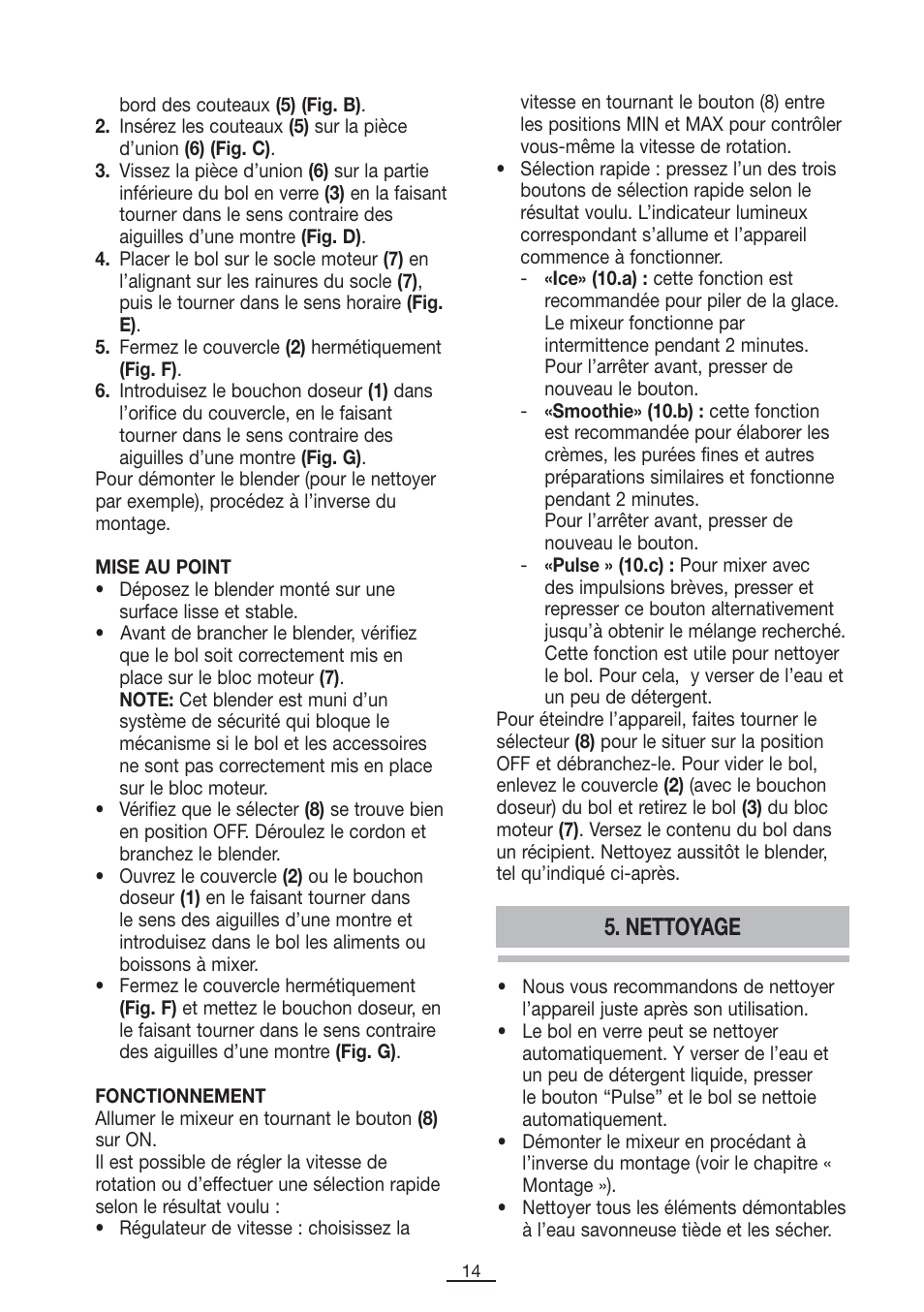 Nettoyage | Fagor BV-1000X User Manual | Page 15 / 47