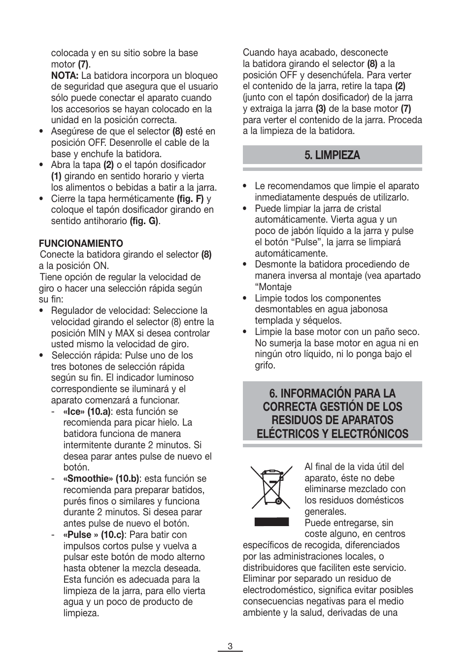 Limpieza | Fagor BV-1000X User Manual | Page 4 / 47