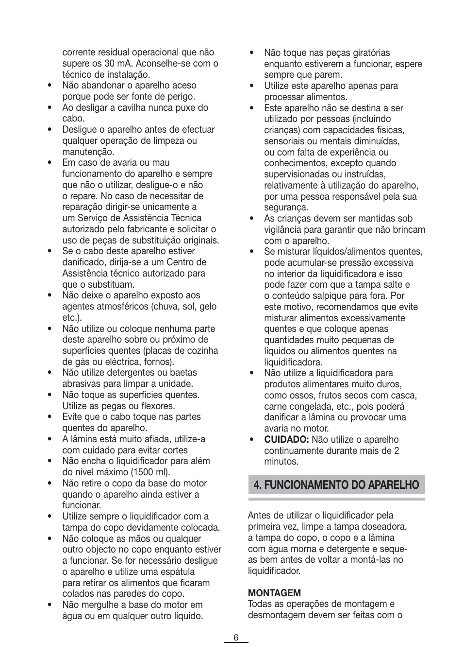 Funcionamento do aparelho | Fagor BV-1000X User Manual | Page 7 / 47