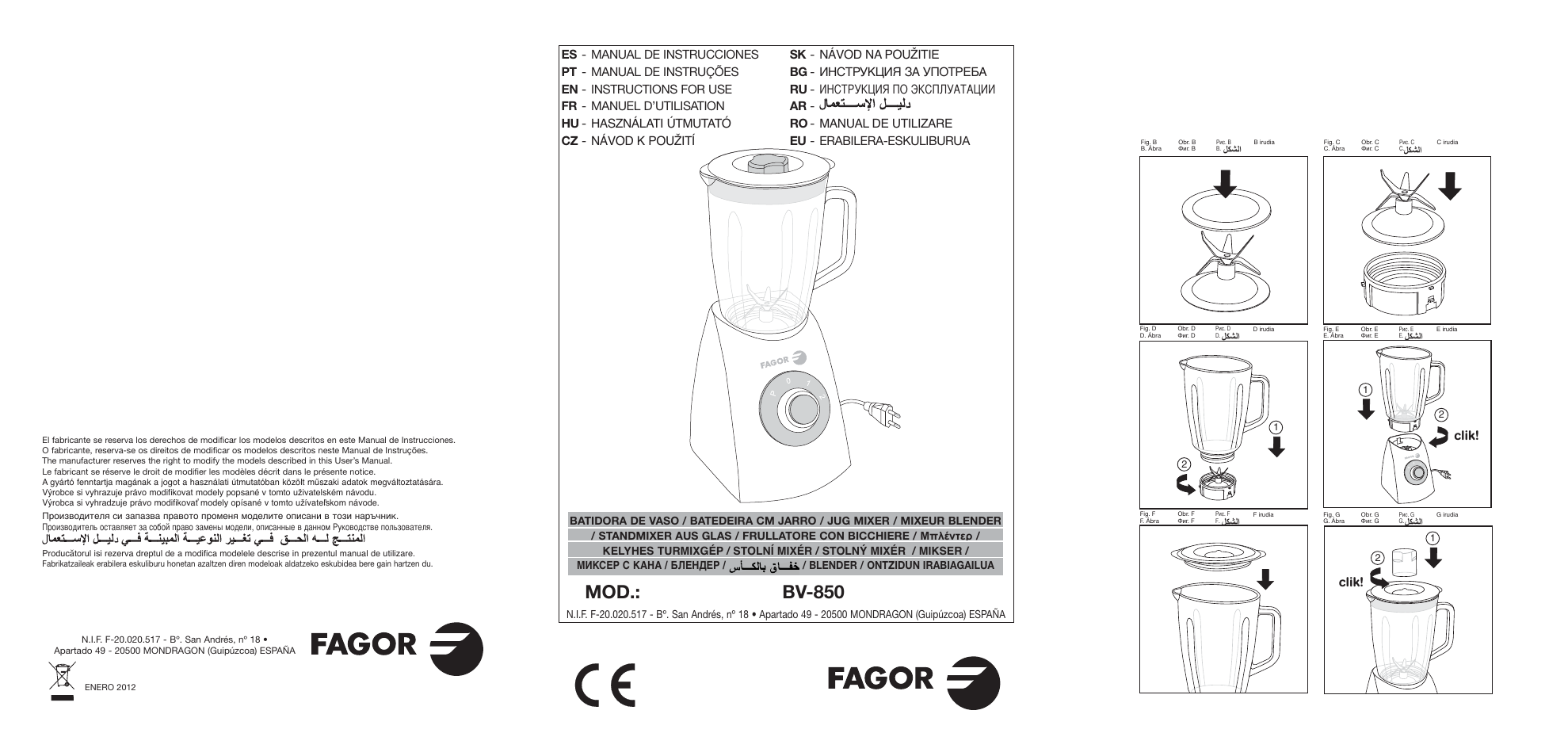 Fagor BV-850 User Manual | 50 pages