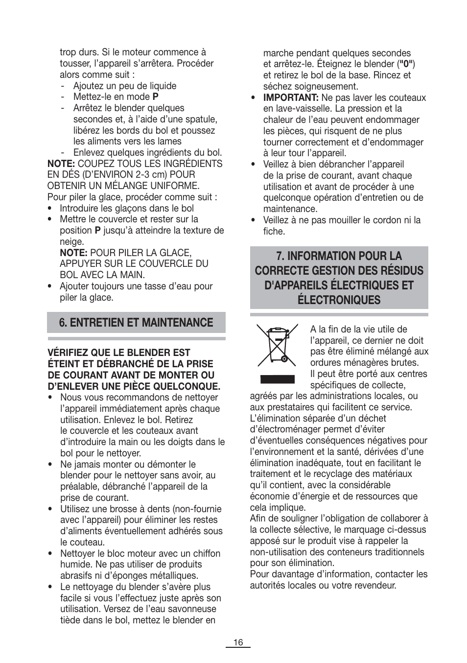 Entretien et maintenance | Fagor BV-850 User Manual | Page 17 / 50