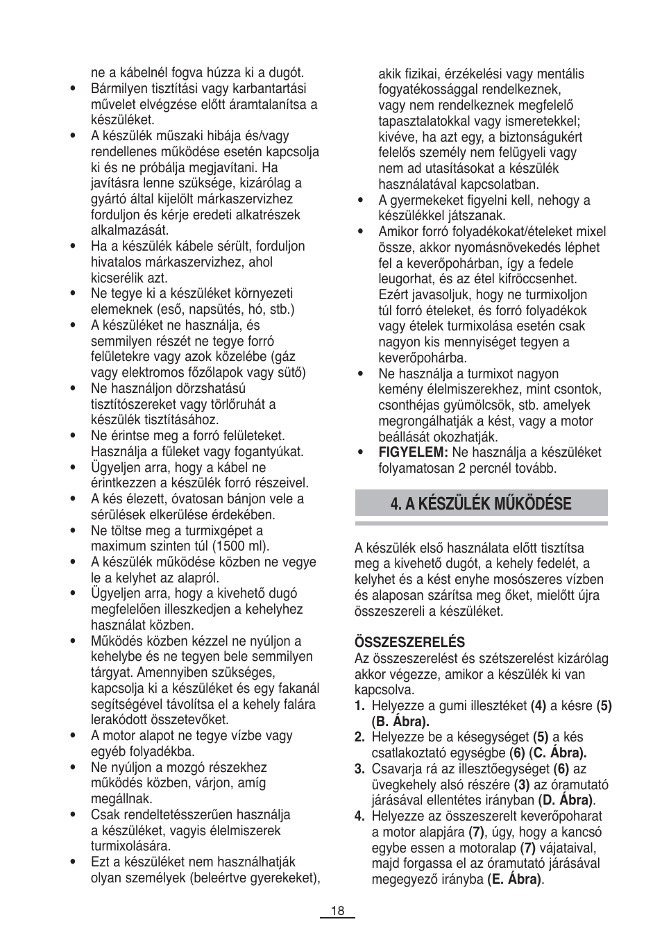 A készülék működése | Fagor BV-850 User Manual | Page 19 / 50