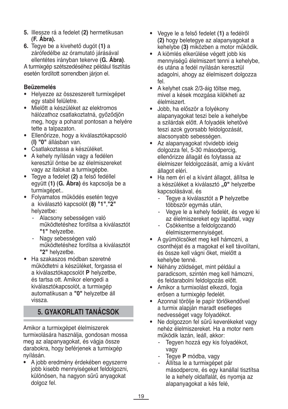 Gyakorlati tanácsok | Fagor BV-850 User Manual | Page 20 / 50